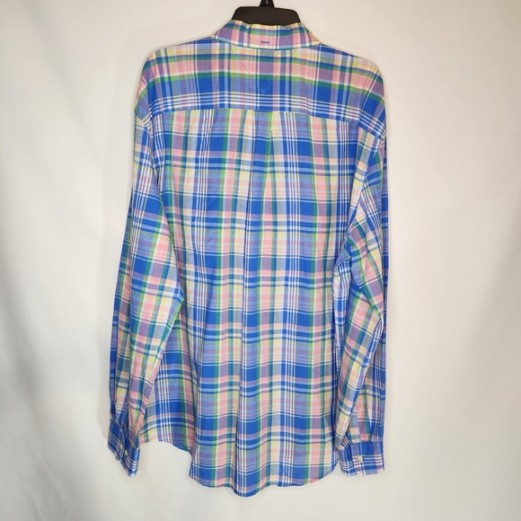 Tommy Hilfiger Cotton/Linen XXL Men's Multicolor Plaid Buttondown Shirt - Picture 2 of 6
